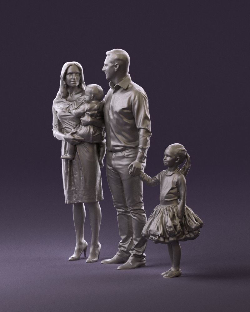Family man woman child and girl 0918 3D Print Ready 3D print model_9