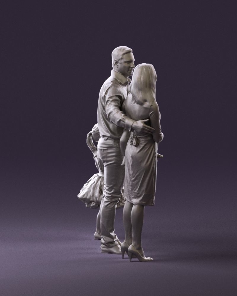 Family man woman child and girl 0918 3D Print Ready 3D print model_4