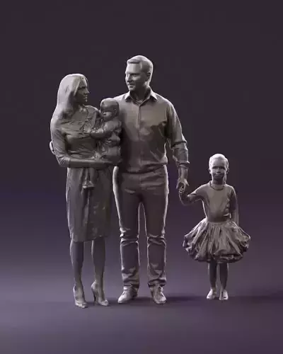 Family man woman child and girl 0918 3D Print Ready 3D print model