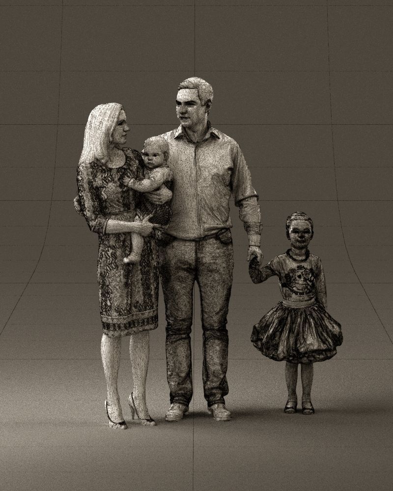 Family man woman child and girl 0918 3D Print Ready 3D print model_25