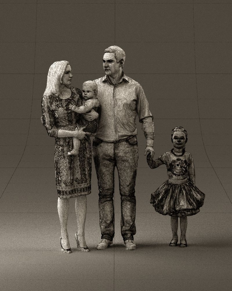 Family man woman child and girl 0918 3D Print Ready 3D print model_24