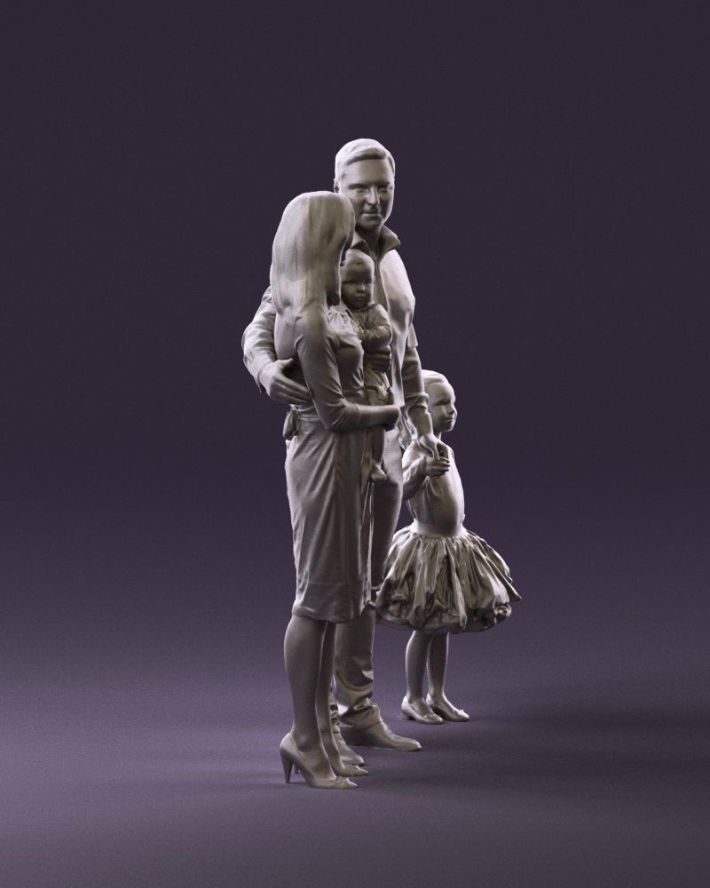 Family man woman child and girl 0918 3D Print Ready 3D print model_3