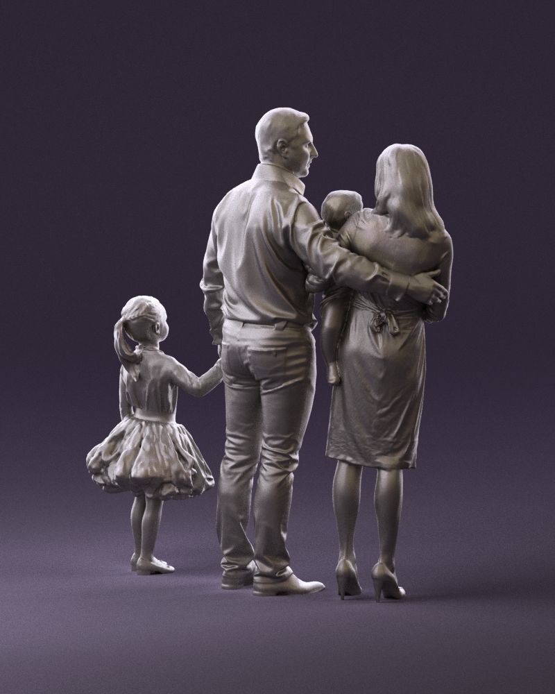 Family man woman child and girl 0918 3D Print Ready 3D print model_5