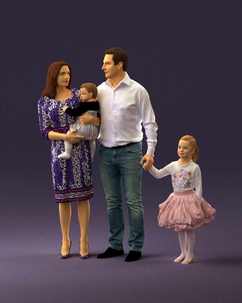 Family man woman child and girl 0918 3D Print Ready 3D print model_22