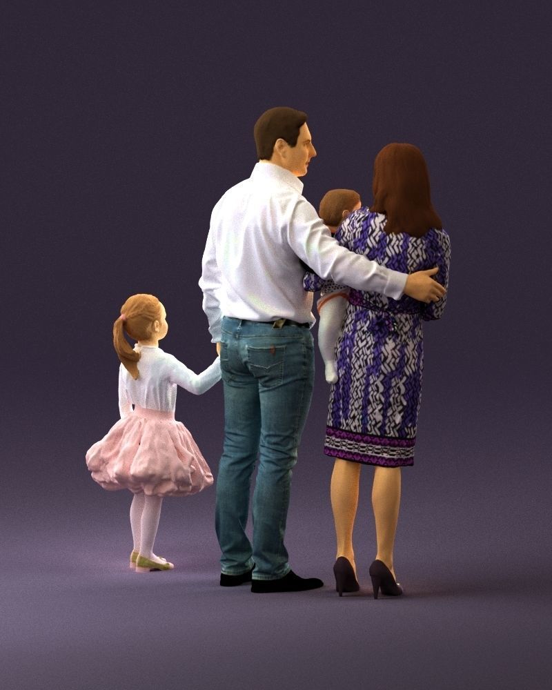 Family man woman child and girl 0918 3D Print Ready 3D print model_17