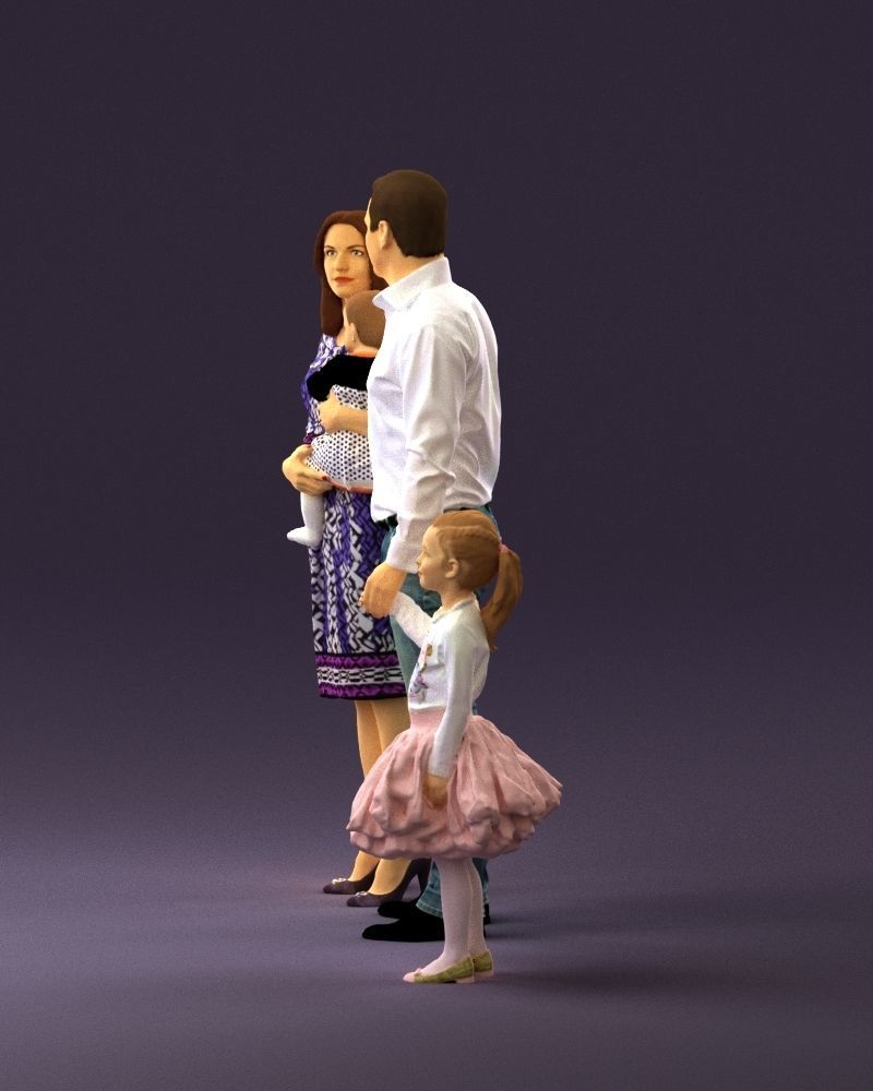 Family man woman child and girl 0918 3D Print Ready 3D print model_20
