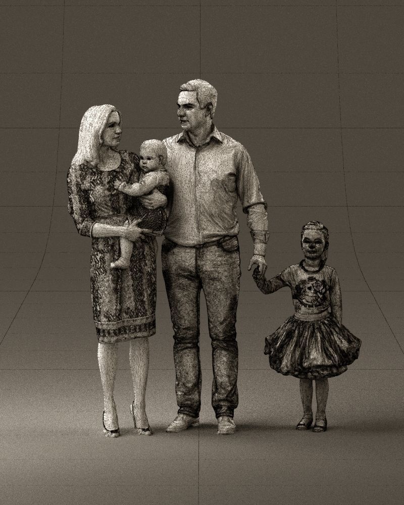 Family man woman child and girl 0918 3D Print Ready 3D print model_35
