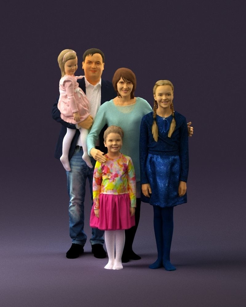 Family man woman girl teen child kid girl 0926 3D Print Ready 3D print model_12
