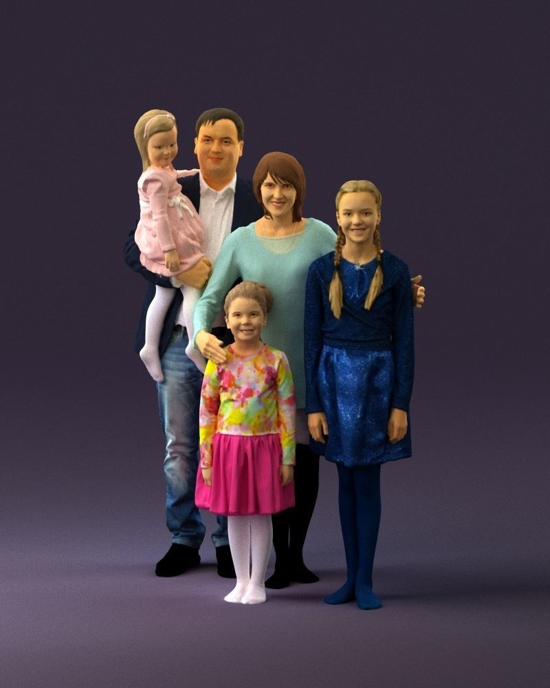Family man woman girl teen child kid girl 0926 3D Print Ready 3D print model_23