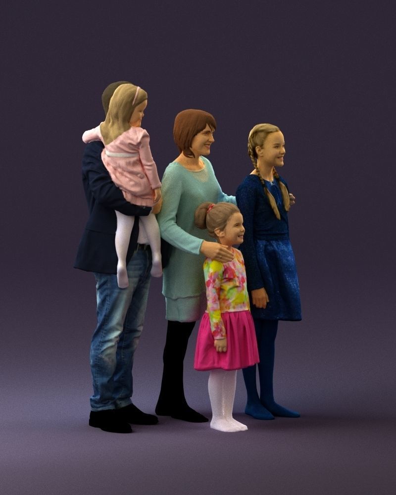 Family man woman girl teen child kid girl 0926 3D Print Ready 3D print model_15