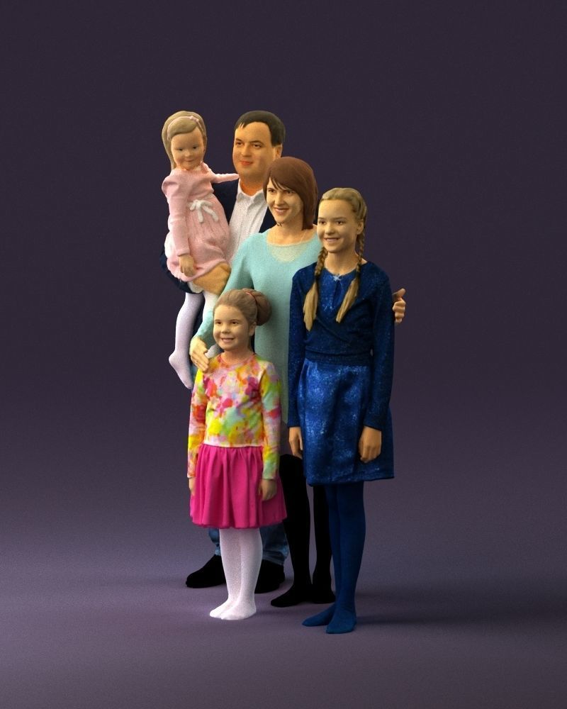 Family man woman girl teen child kid girl 0926 3D Print Ready 3D print model_22