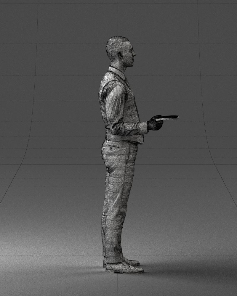 000235 Businessman in Vest Suit Holding Money 1224 3D model_15