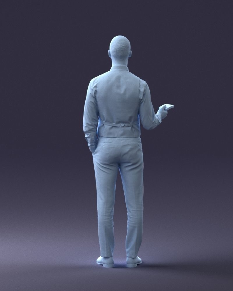 000235 Businessman in Vest Suit Holding Money 1224 3D model_20