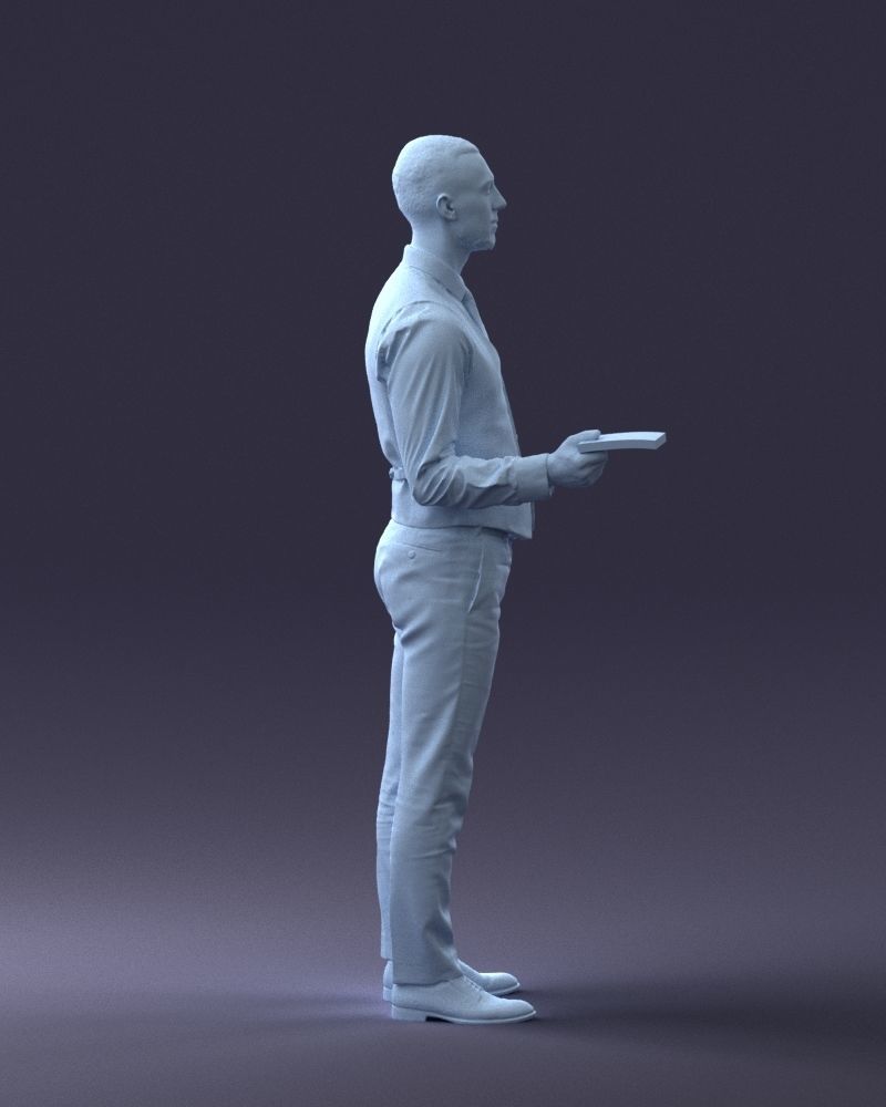 000235 Businessman in Vest Suit Holding Money 1224 3D model_14