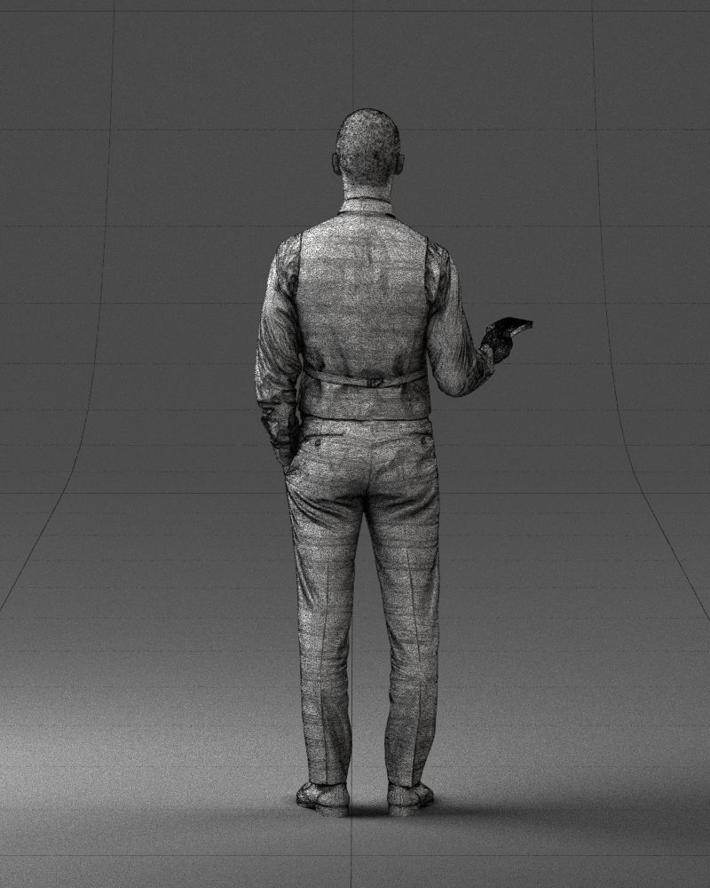 000235 Businessman in Vest Suit Holding Money 1224 3D model_21