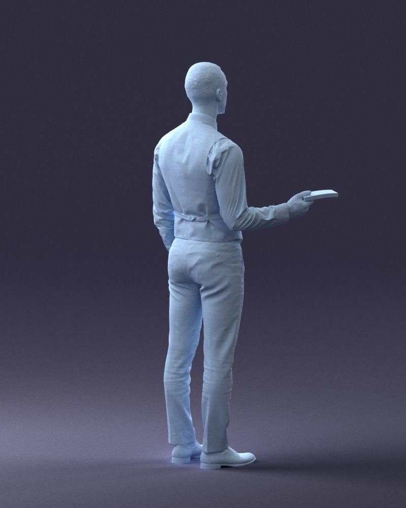 000235 Businessman in Vest Suit Holding Money 1224 3D model_17