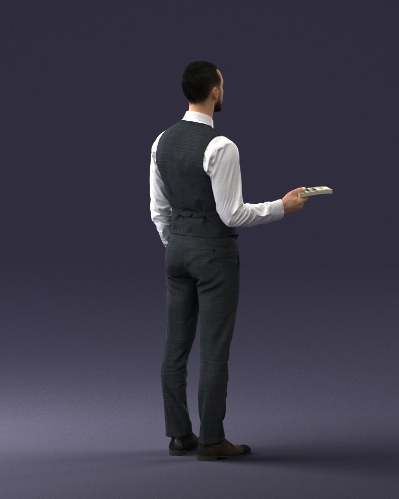 000235 Businessman in Vest Suit Holding Money 1224 3dp 3D print model_6