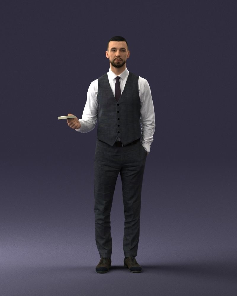 000235 Businessman in Vest Suit Holding Money 1224 3dp 3D print model_4