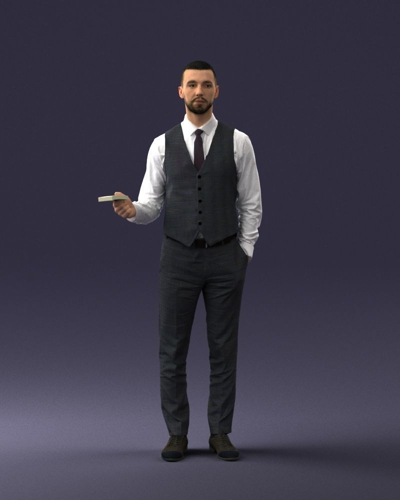 000235 Businessman in Vest Suit Holding Money 1224 3dp 3D print model_9