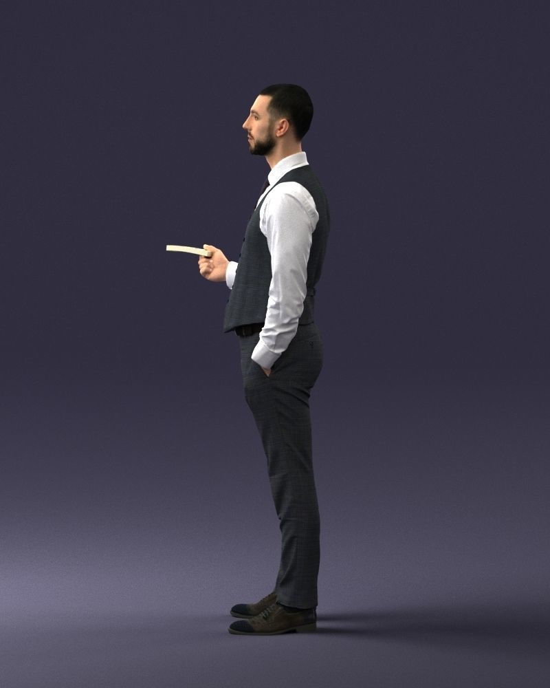 000235 Businessman in Vest Suit Holding Money 1224 3dp 3D print model_7