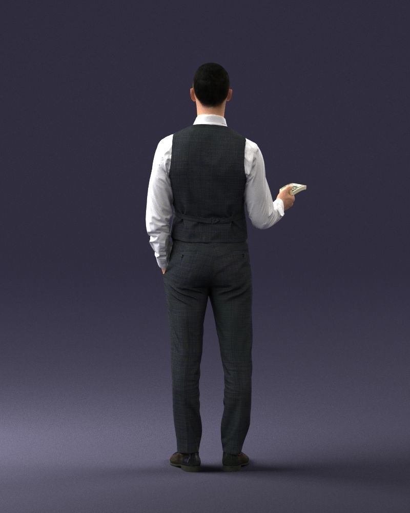 000235 Businessman in Vest Suit Holding Money 1224 3dp 3D print model_8