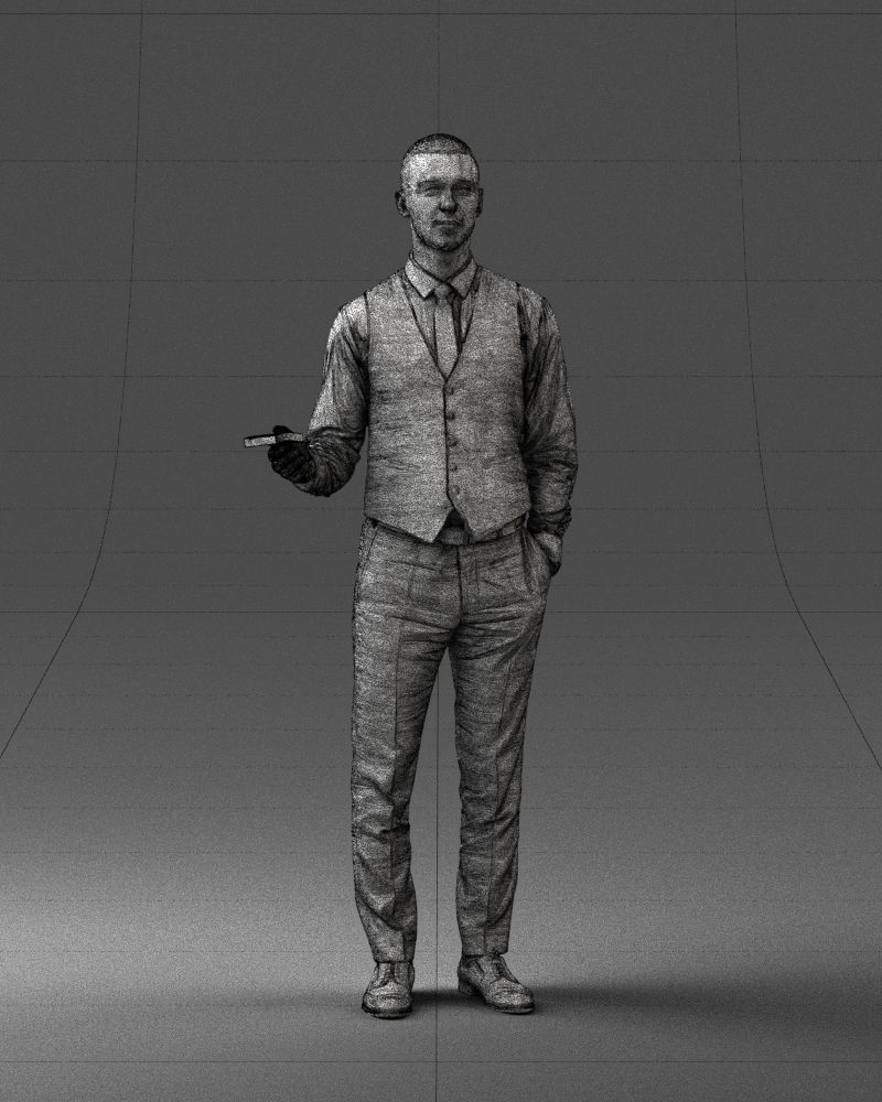 000235 Businessman in Vest Suit Holding Money 1224 3dp 3D print model_26