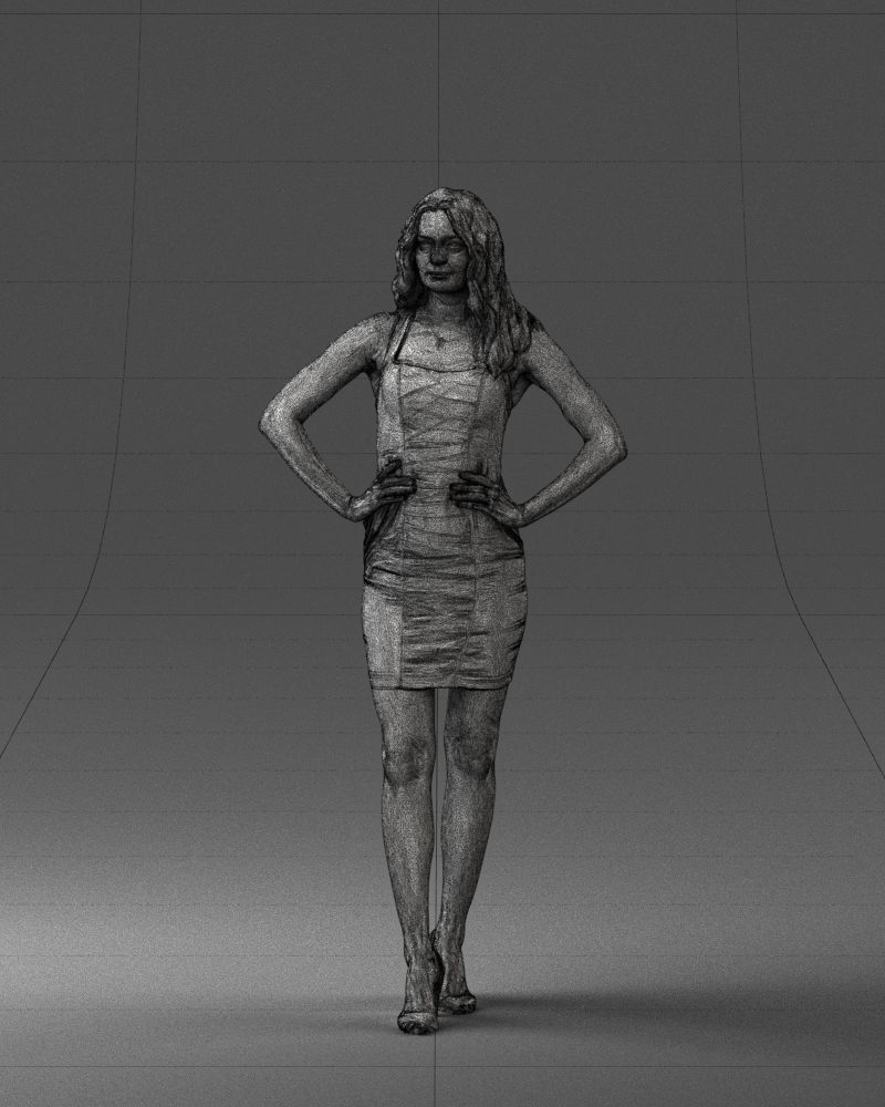 000160 Woman in Tight Dress Confident Pose Character 0714 3dp 3D print model_2