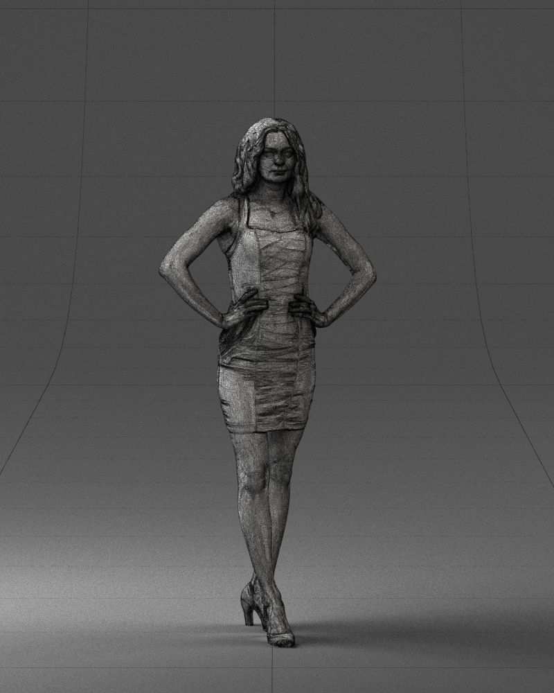 000160 Woman in Tight Dress Confident Pose Character 0714 3dp 3D print model_8
