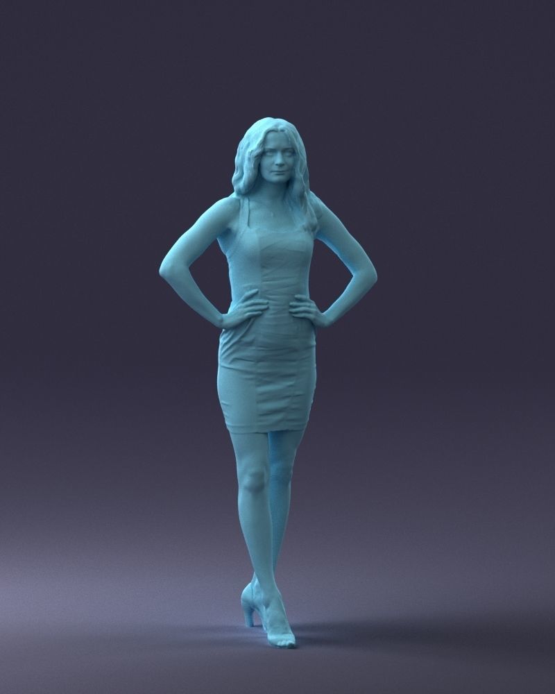 000160 Woman in Tight Dress Confident Pose Character 0714 3dp 3D print model_7