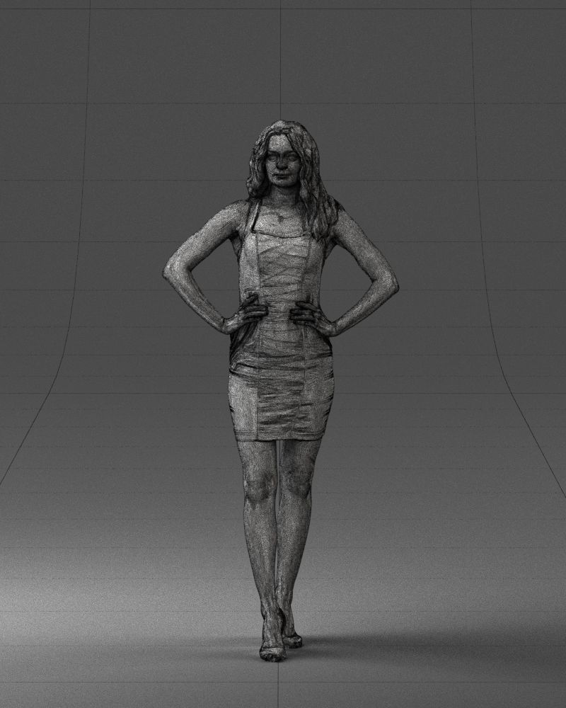 000160 Woman in Tight Dress Confident Pose Character 0714 3dp 3D print model_5