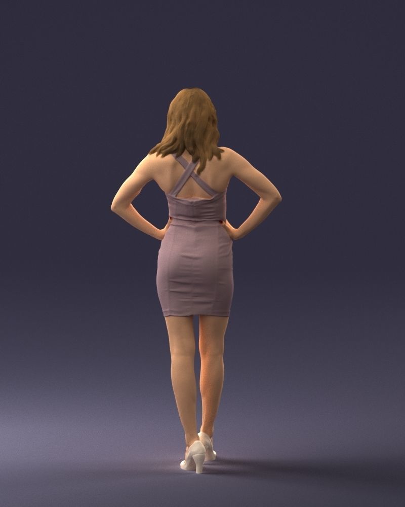 000160 Woman in Tight Dress Confident Pose Character 0714 3dp 3D print model_18