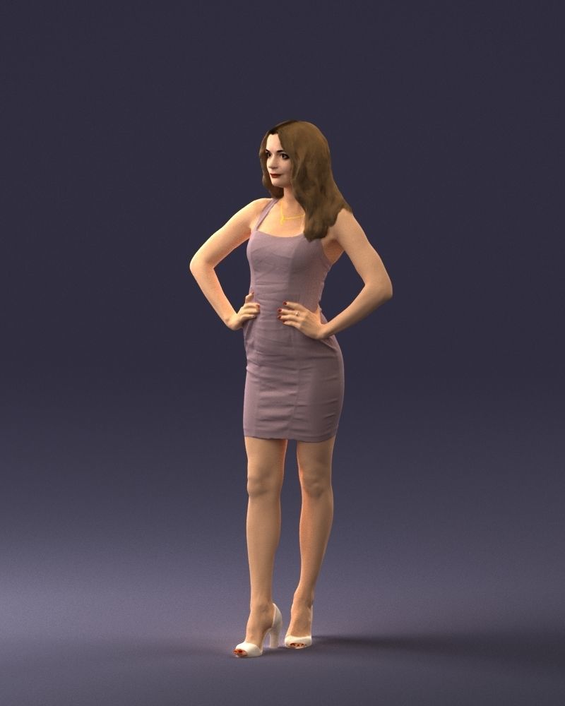 000160 Woman in Tight Dress Confident Pose Character 0714 3dp 3D print model_30