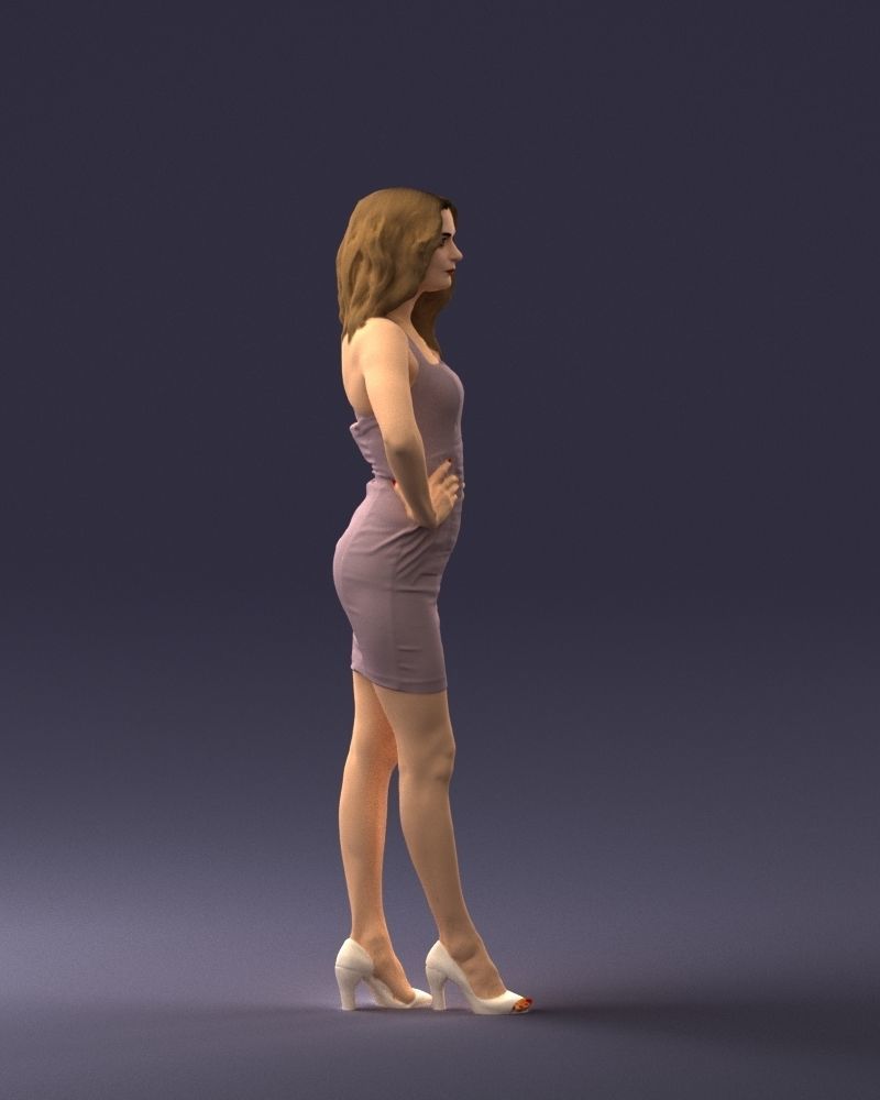 000160 Woman in Tight Dress Confident Pose Character 0714 3dp 3D print model_12