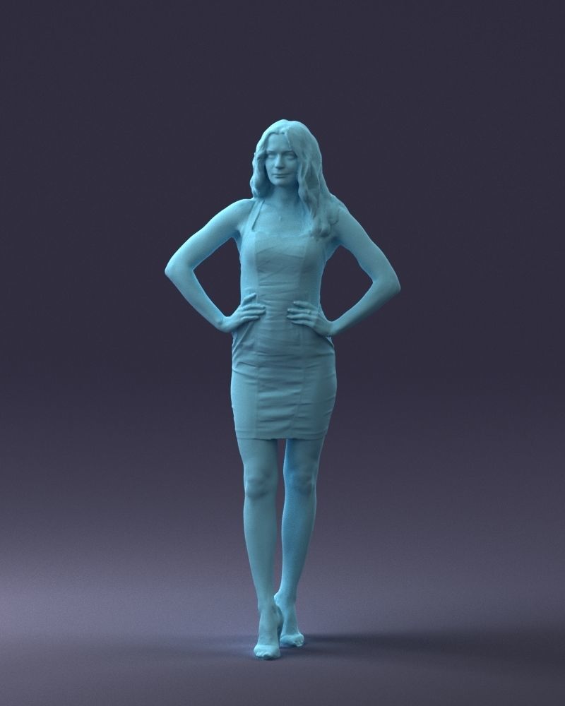 000160 Woman in Tight Dress Confident Pose Character 0714 3dp 3D print model_1