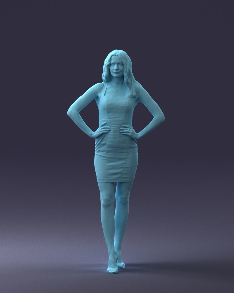 000160 Woman in Tight Dress Confident Pose Character 0714 3dp 3D print model_4