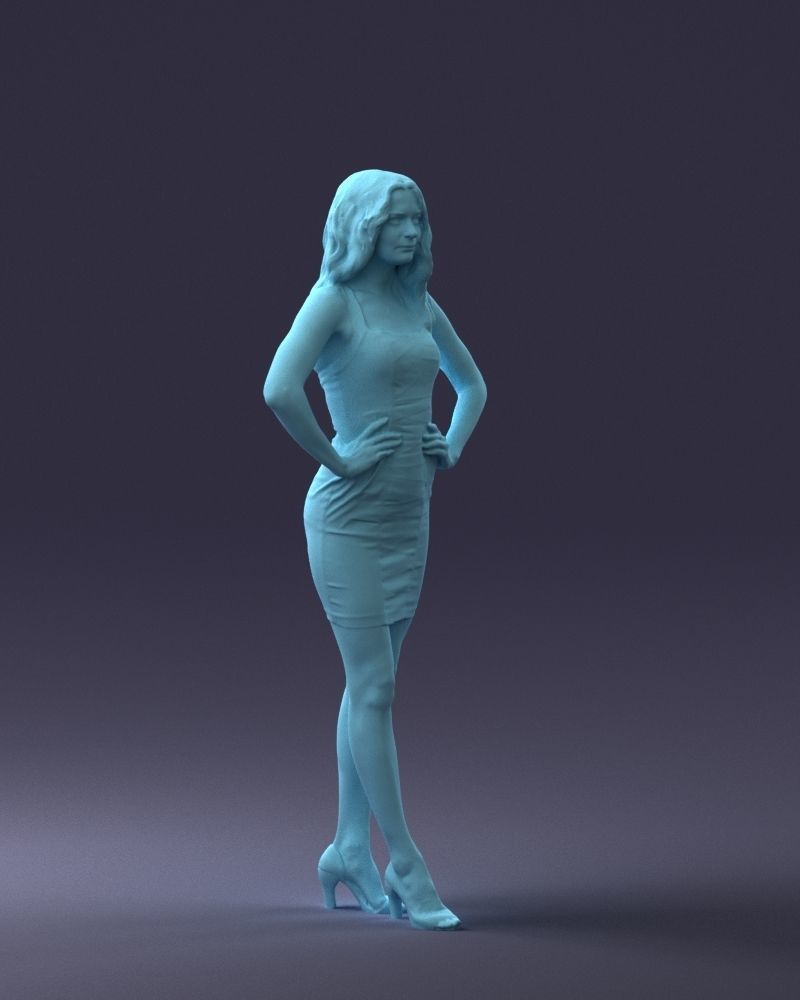 000160 Woman in Tight Dress Confident Pose Character 0714 3dp 3D print model_10