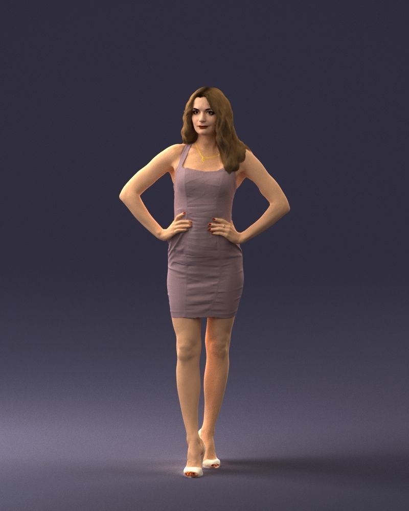 000160 Woman in Tight Dress Confident Pose Character 0714 3dp 3D print model_36