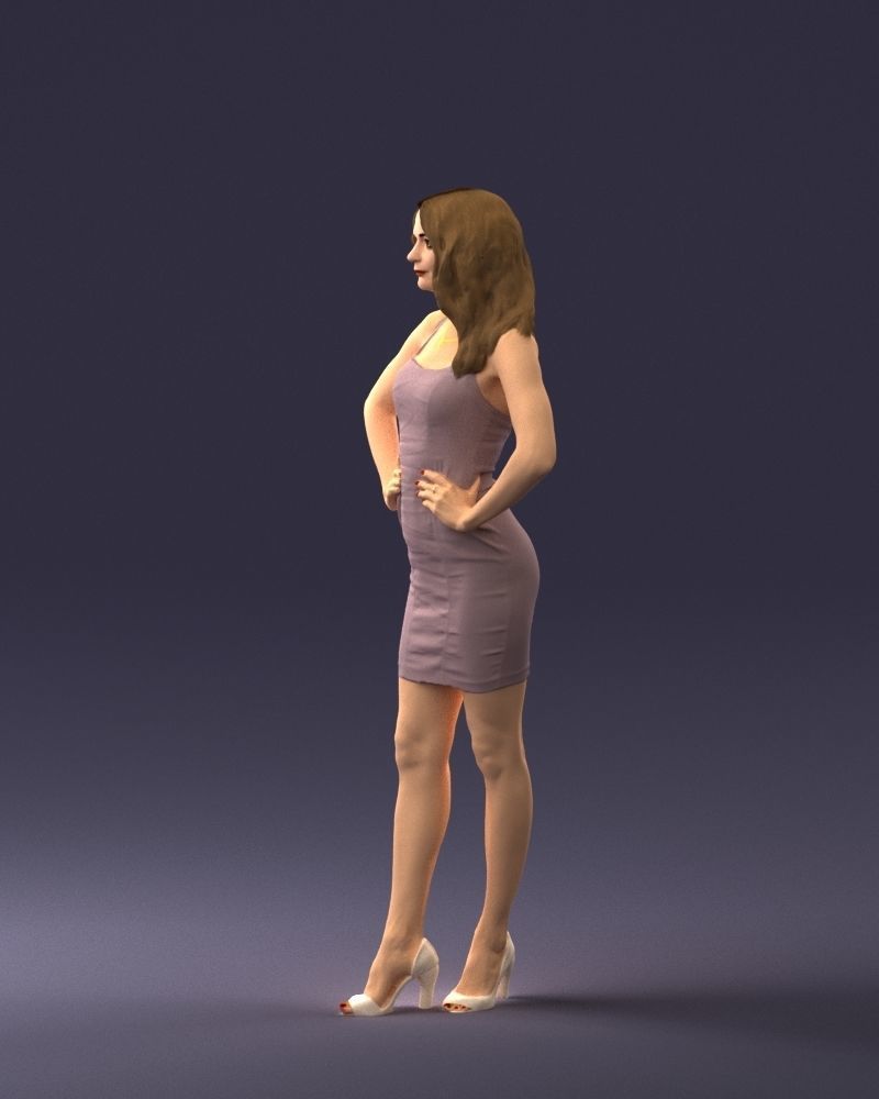 000160 Woman in Tight Dress Confident Pose Character 0714 3dp 3D print model_27