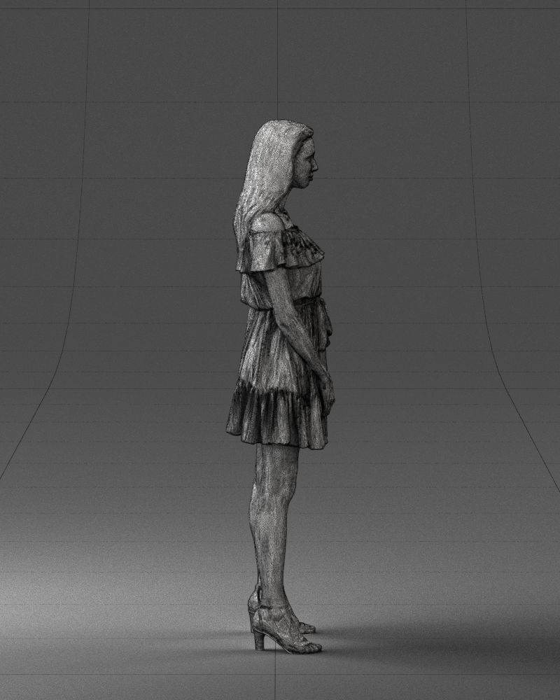 000162 Standing Woman in Off-Shoulder Dress 0714 3dp 3D print model_14