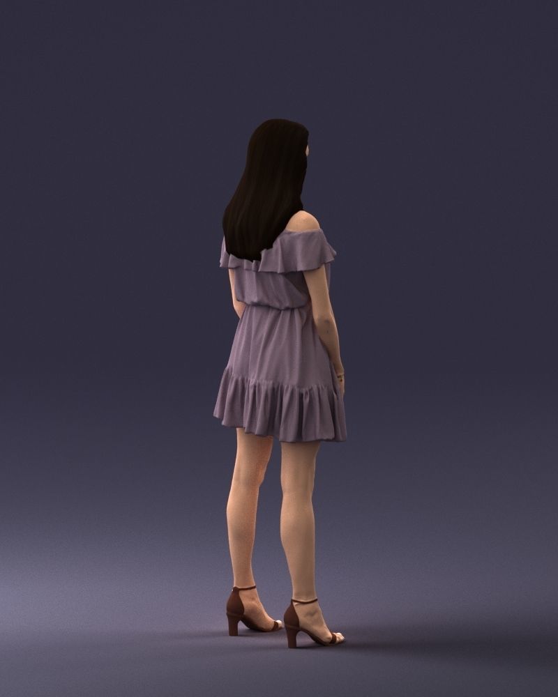 000162 Standing Woman in Off-Shoulder Dress 0714 3dp 3D print model_15