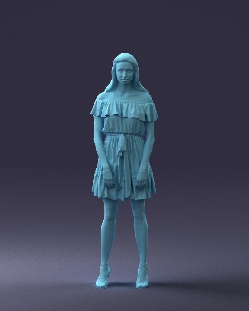 000162 Standing Woman in Off-Shoulder Dress 0714 3dp 3D print model_37