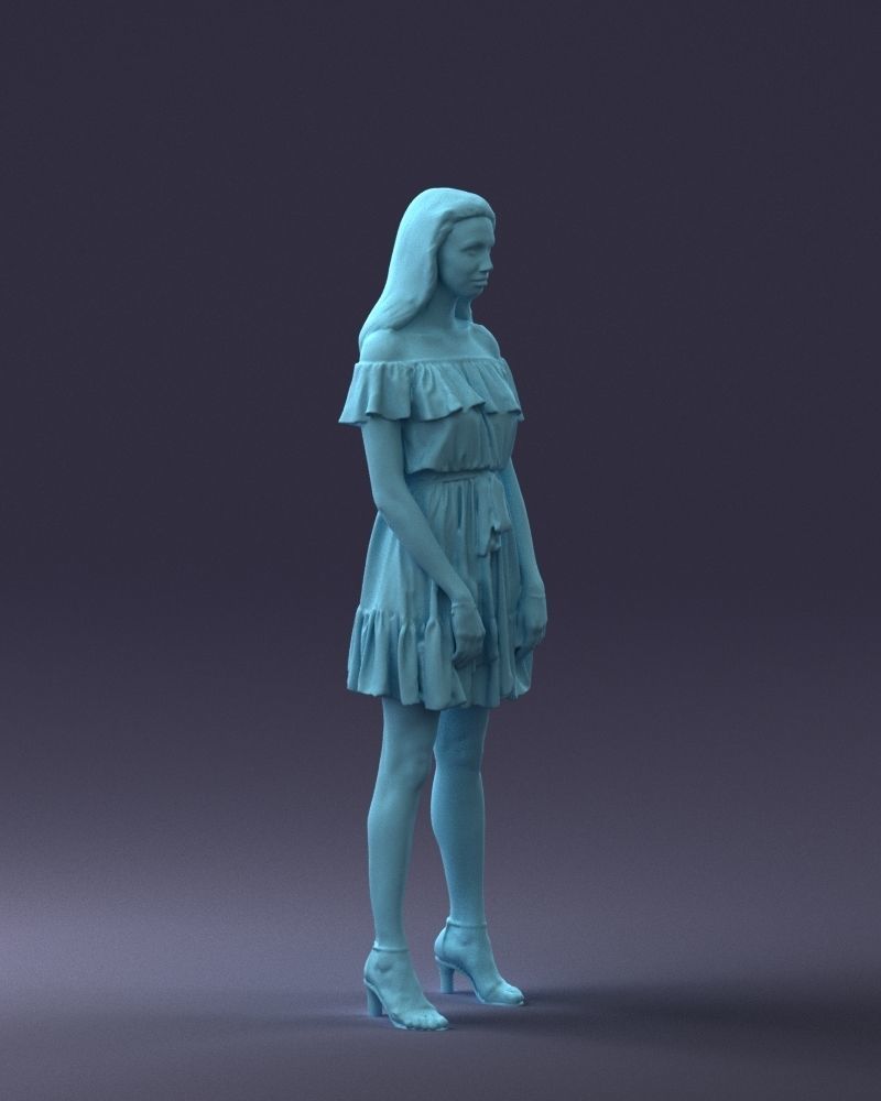 000162 Standing Woman in Off-Shoulder Dress 0714 3dp 3D print model_10