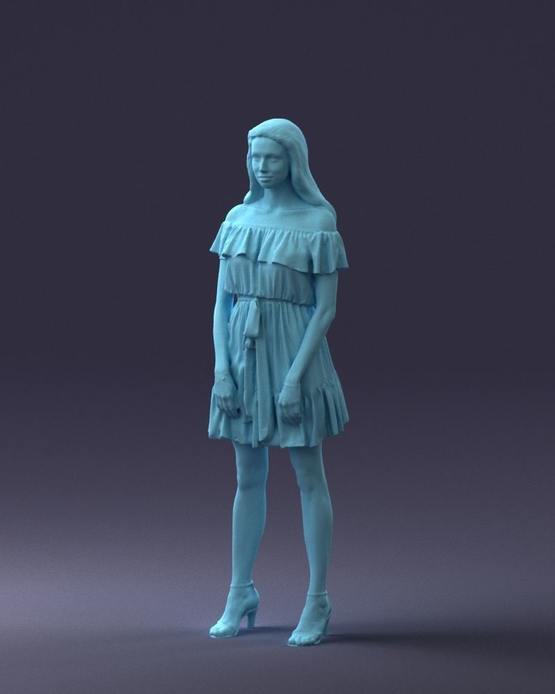 000162 Standing Woman in Off-Shoulder Dress 0714 3dp 3D print model_31