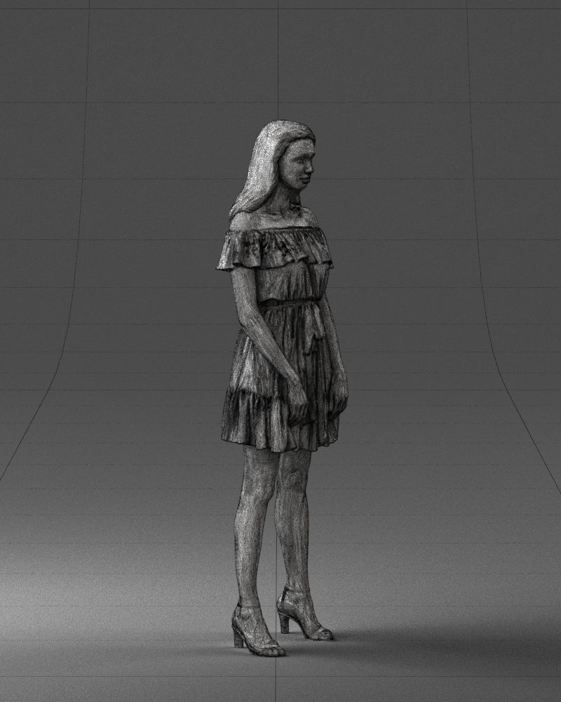 000162 Standing Woman in Off-Shoulder Dress 0714 3dp 3D print model_11