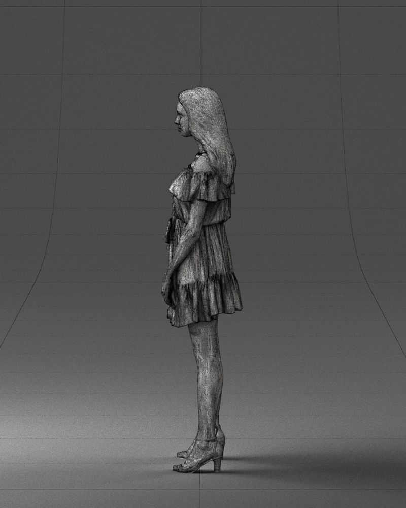 000162 Standing Woman in Off-Shoulder Dress 0714 3dp 3D print model_26