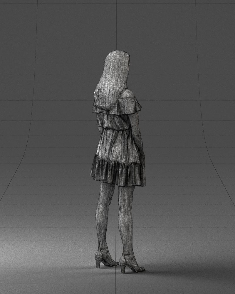 000162 Standing Woman in Off-Shoulder Dress 0714 3dp 3D print model_17