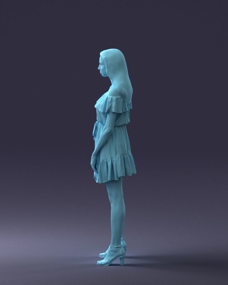 000162 Standing Woman in Off-Shoulder Dress 0714 3dp 3D print model_25