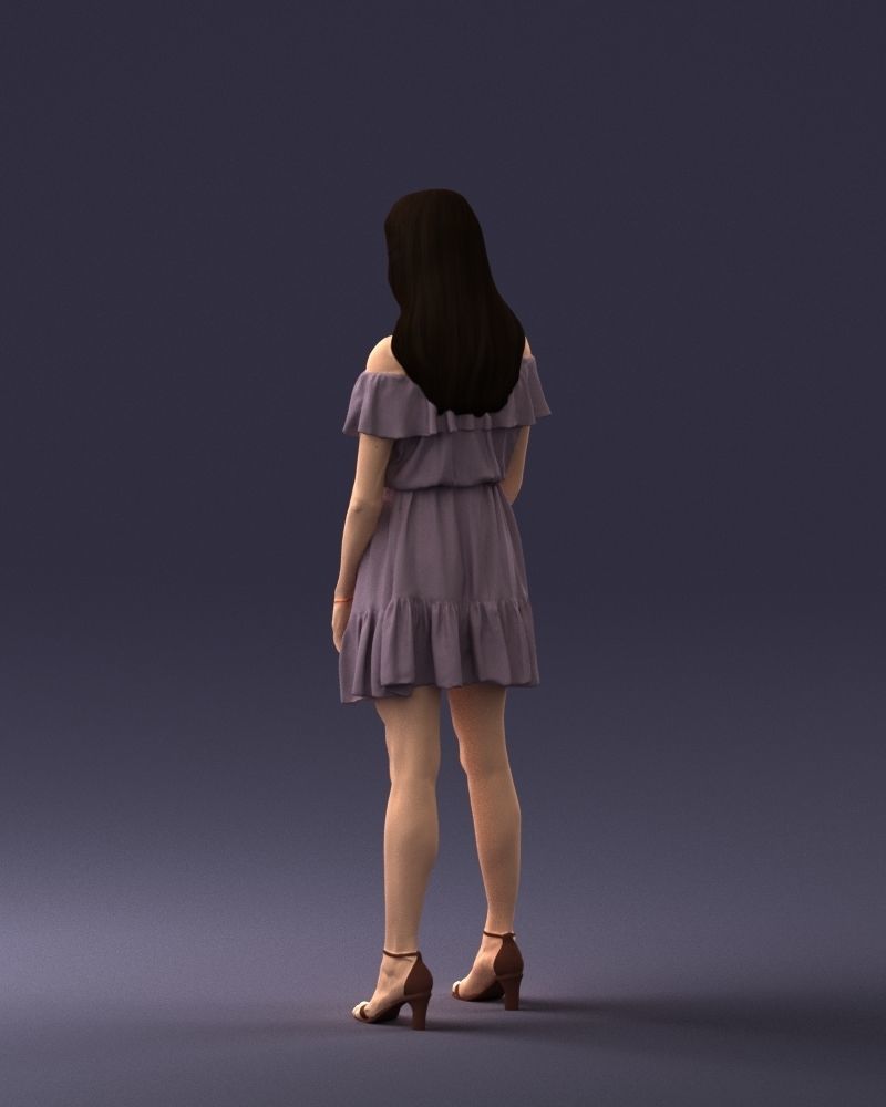 000162 Standing Woman in Off-Shoulder Dress 0714 3dp 3D print model_21