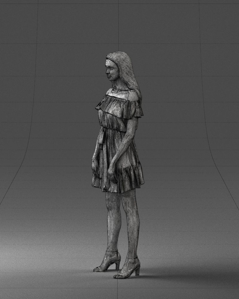 000162 Standing Woman in Off-Shoulder Dress 0714 3dp 3D print model_29