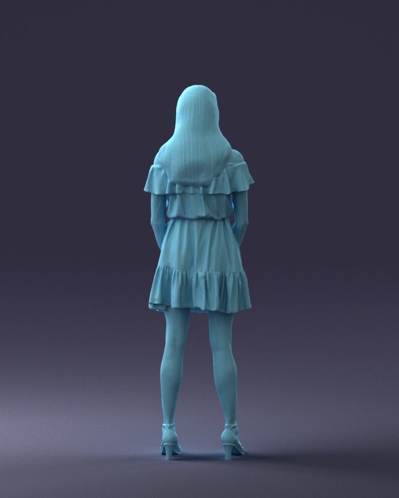 000162 Standing Woman in Off-Shoulder Dress 0714 3dp 3D print model_19